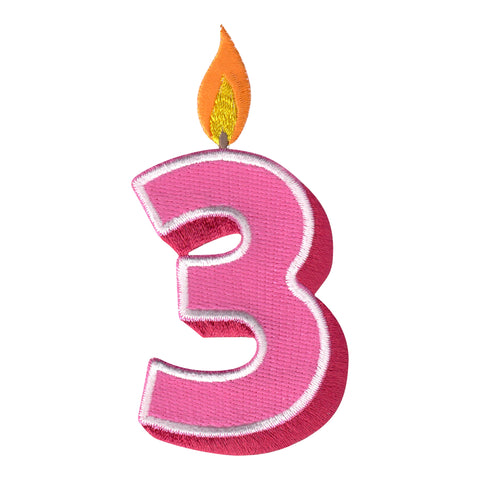 Birthday Number 3 Iron On Patch - Embroidered iron On Applique