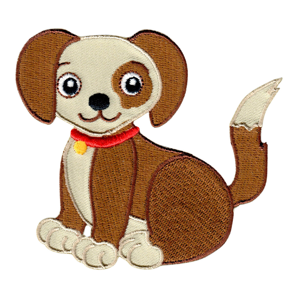 Puppy Dog Iron On Patch - Embroidered Sew On Applique for kids