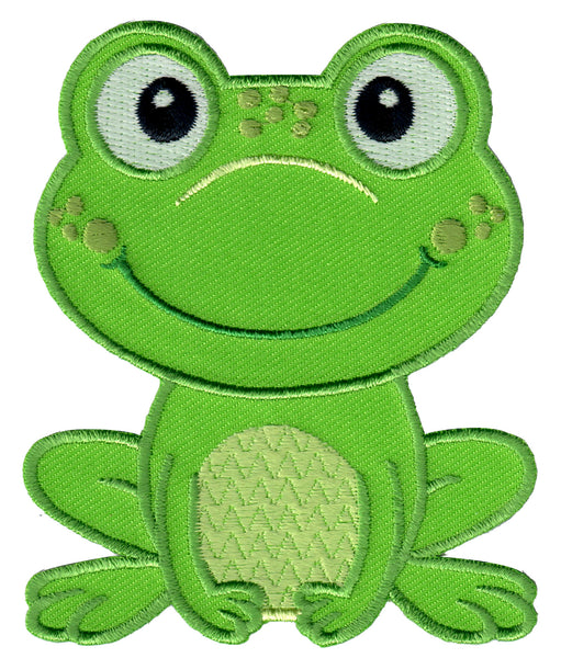 Frog iron on patch and embroidered sew on applique for kids 