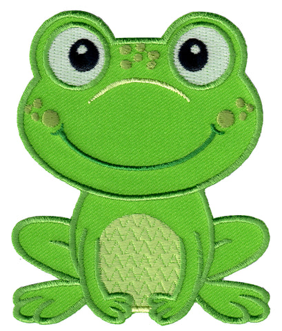 Frog iron on patch and embroidered sew on applique for kids 