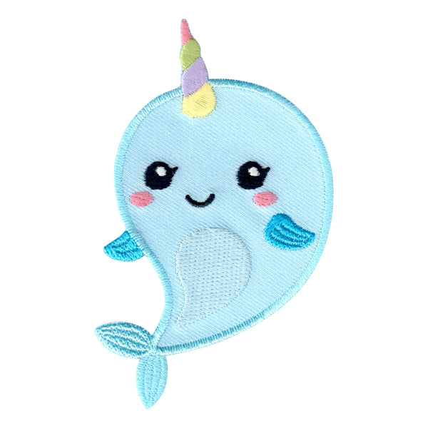 Narwhal embroidered iron on patch applique for clothing