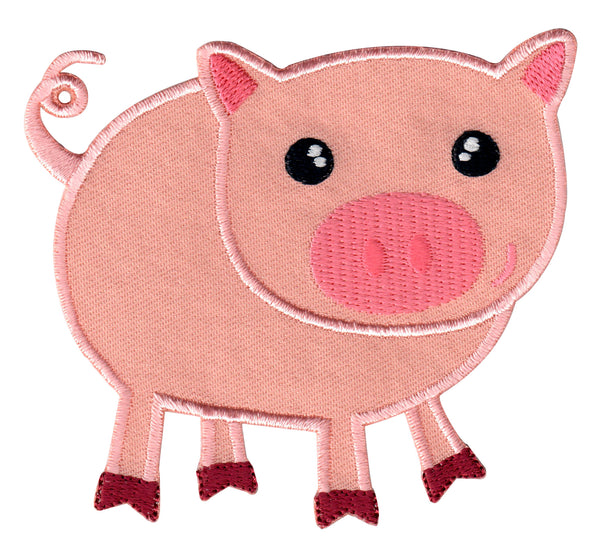 Pig Iron On Patch - Embroidered Sew On Applique for Kids