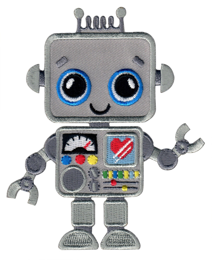 Robot Iron On Patch and Embroidered Sew On Applique for Kids