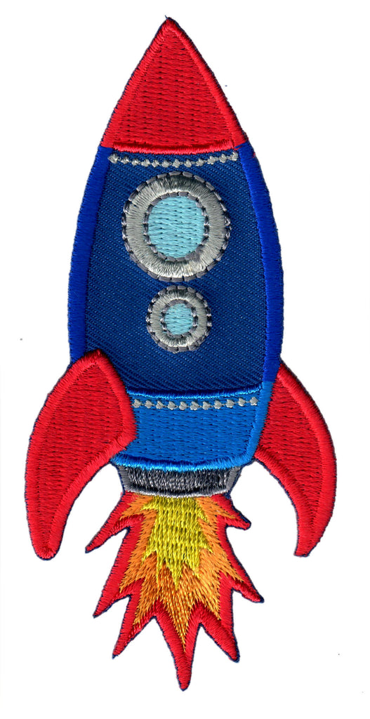 Rocket Iron On Patch and Embroidered Sew On Applique for Kids Clothing