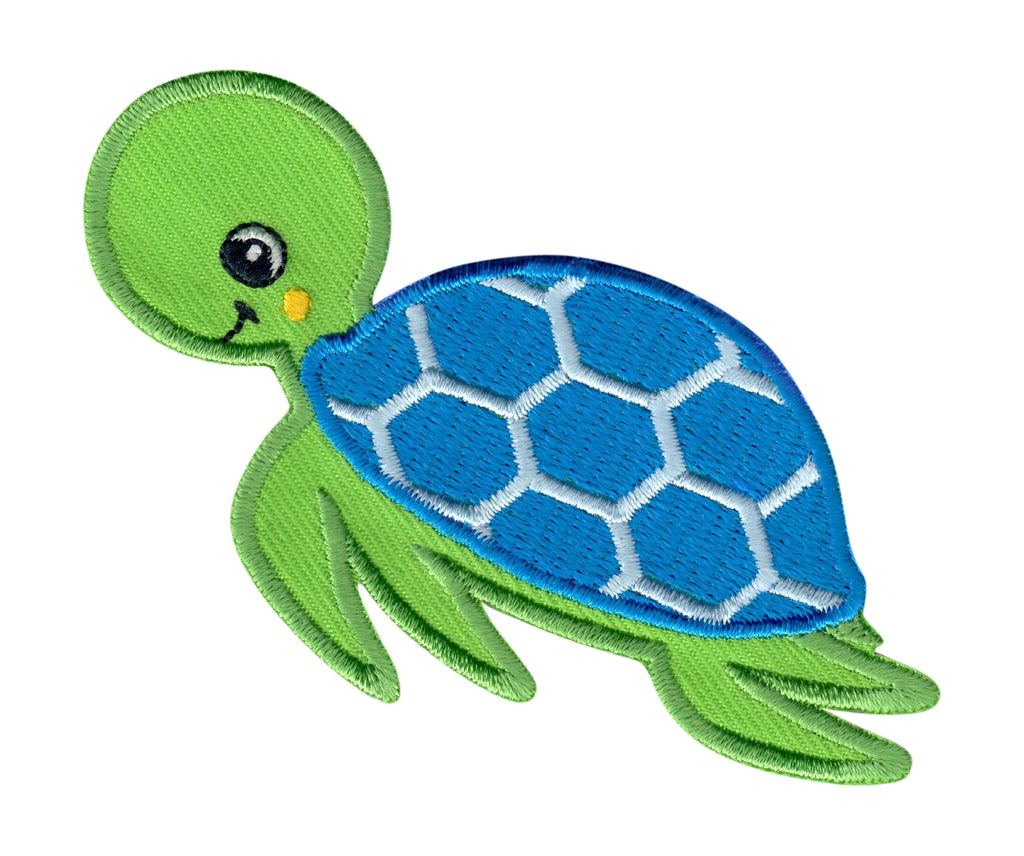 Sea Turtle Iron On Patch and Embroidered Sew On Applique for kids clothing