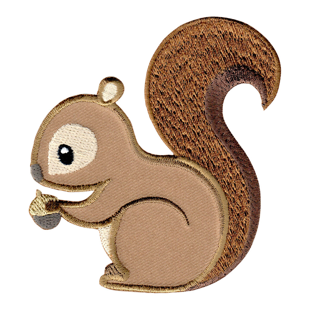 Squirrel embroidered iron on patch and sew on applique for kids clothing