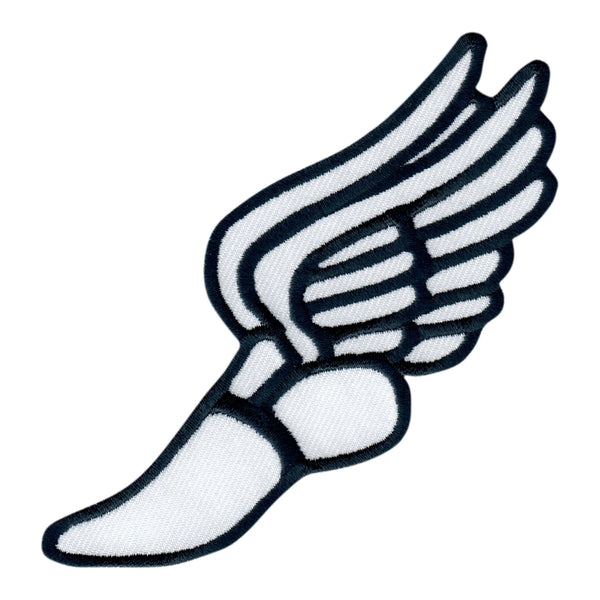Winged running shoe patch track field patch sports applique
